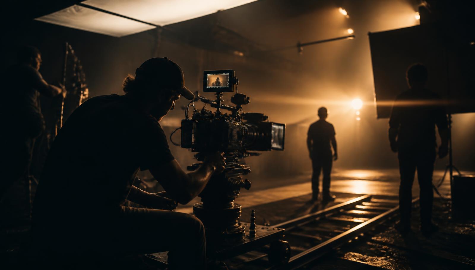 Camera crew on a Dondaga Film Studios soundstage